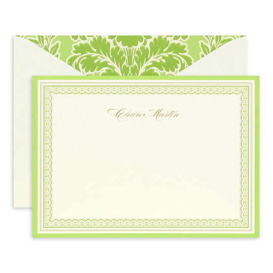 Green and Gold Flat Correspondence Cards